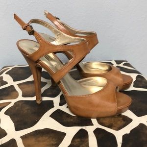 Brown leather heels